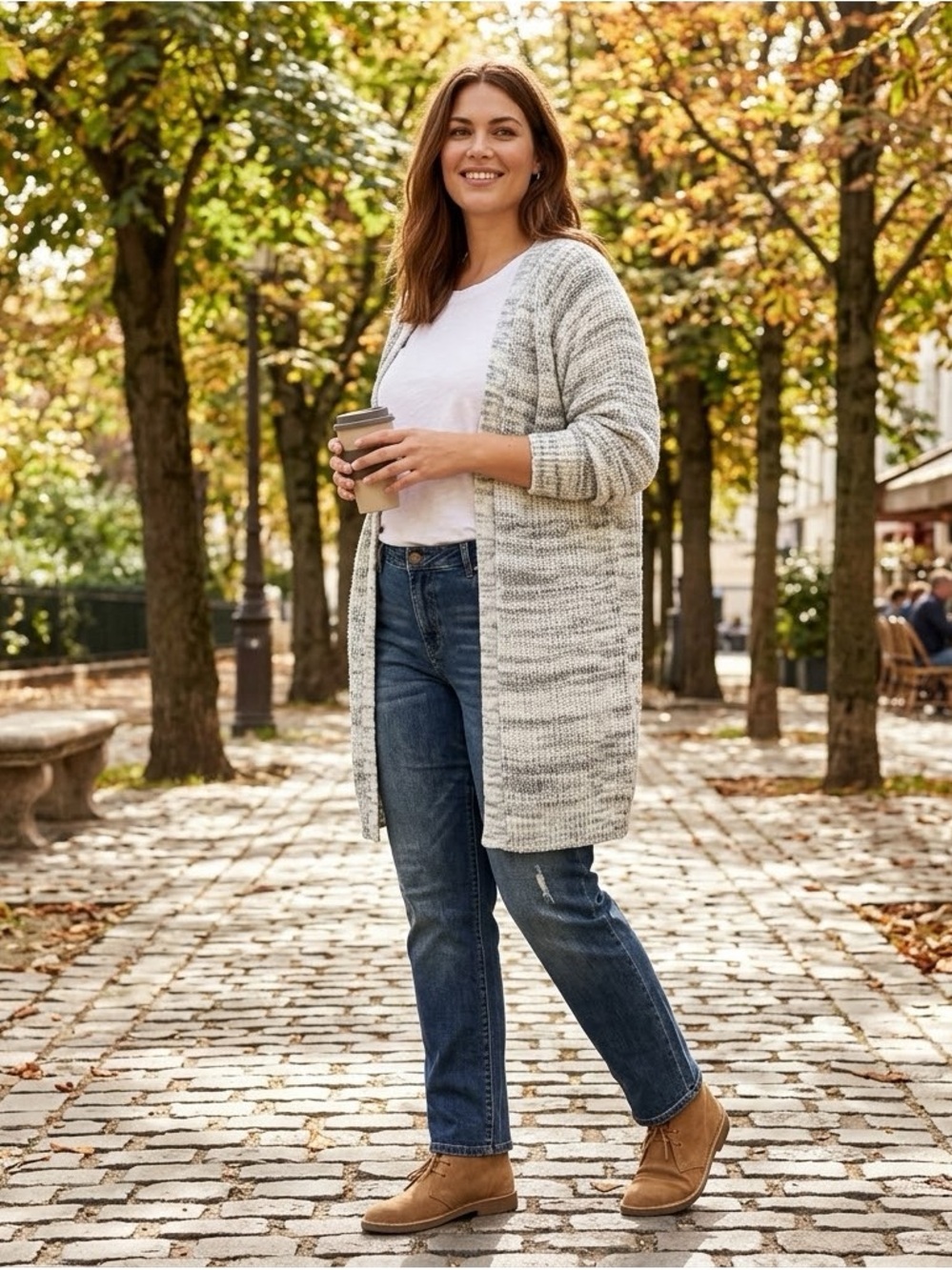 Lane Bryant Open-Front Marled Long Cardigan Sweater